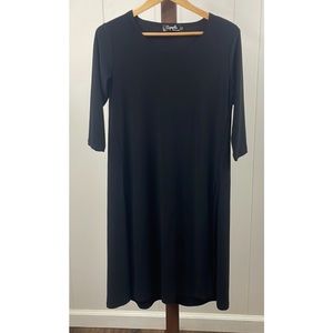 Sympli Black 3/4 Length Sleeve Side Slit Tunic Top